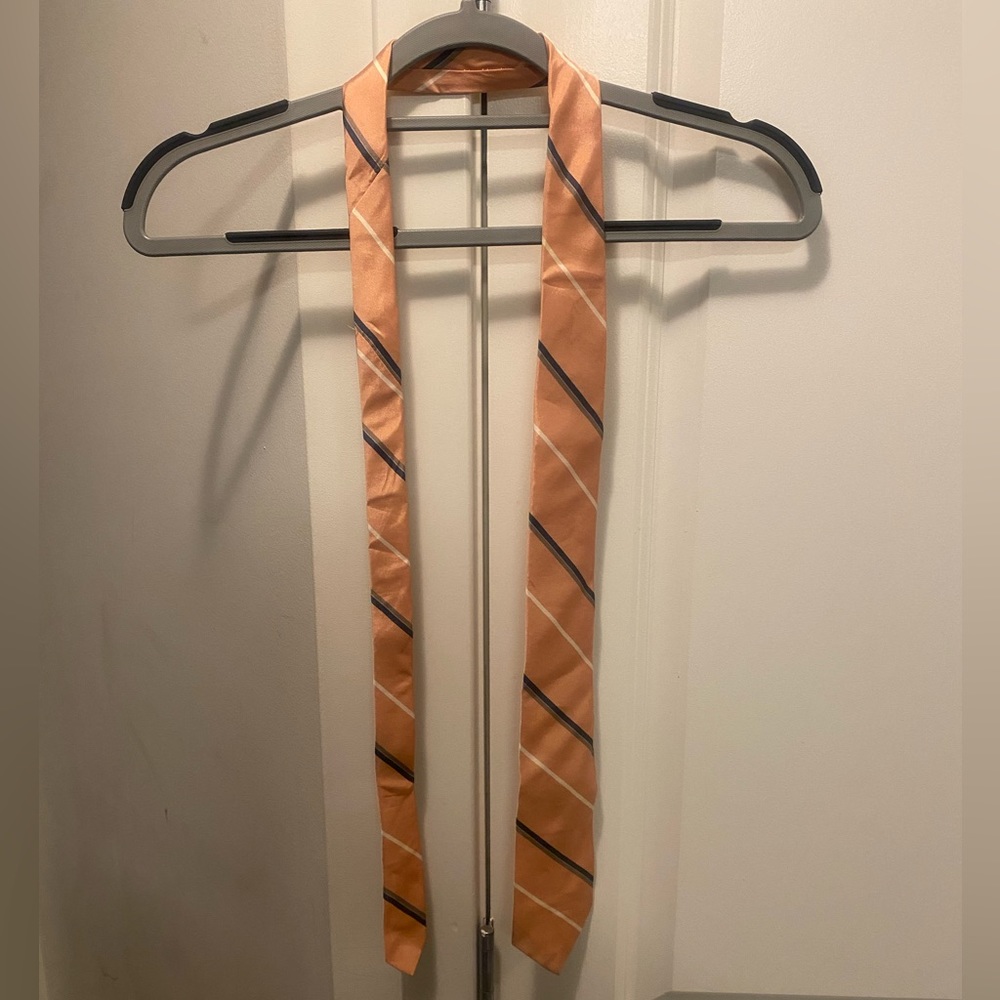 Dior Peach Tie with Black Diagonal Stripes
